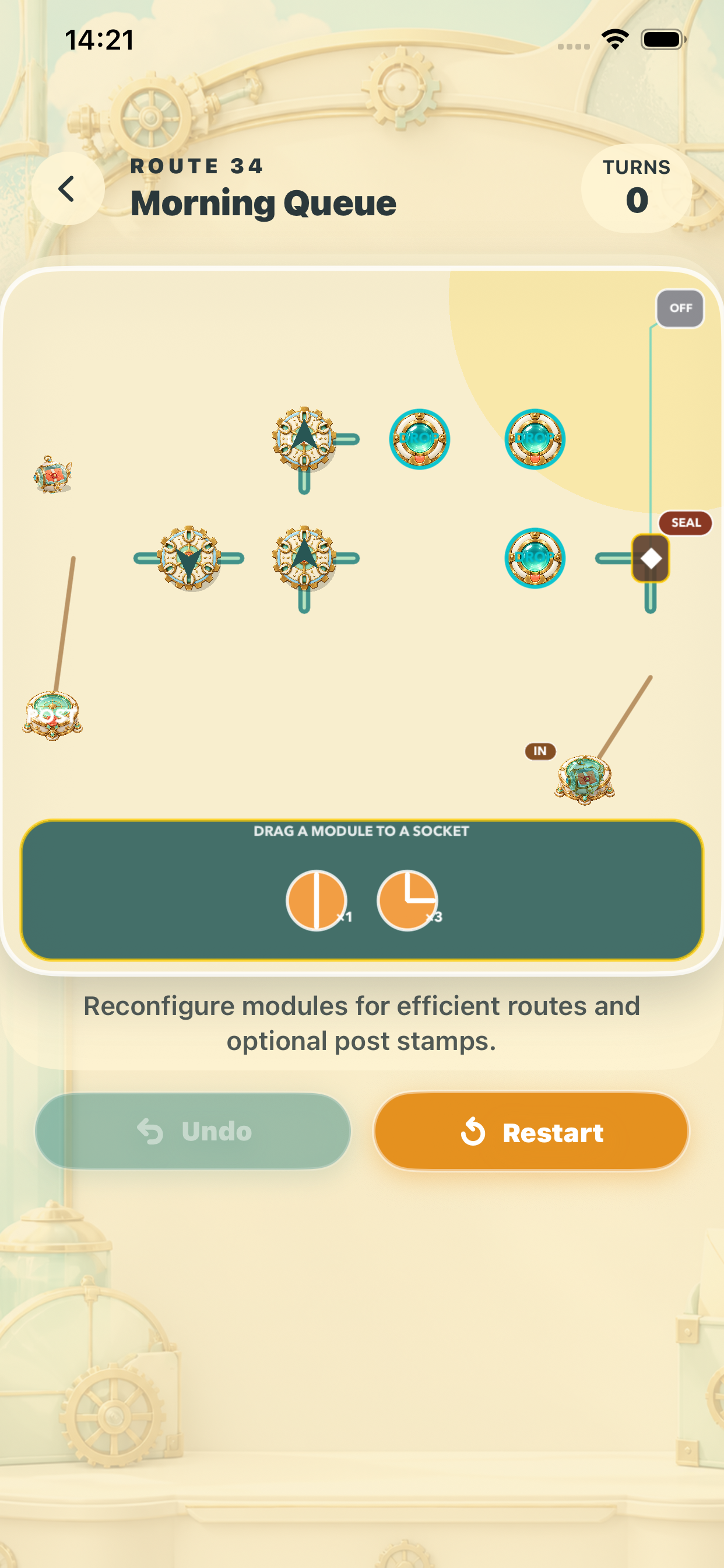 A more advanced Clockwork Post route with several gears and sockets